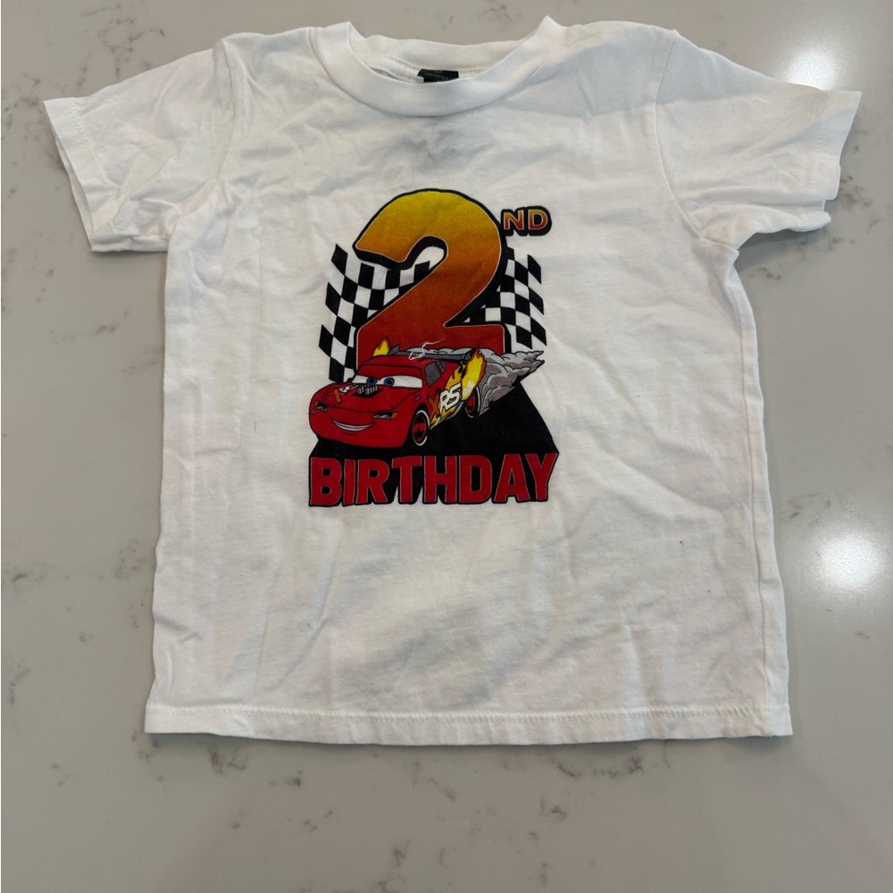 DISNEY CARS 3T Kids White 2nd Birthday T-Shirt